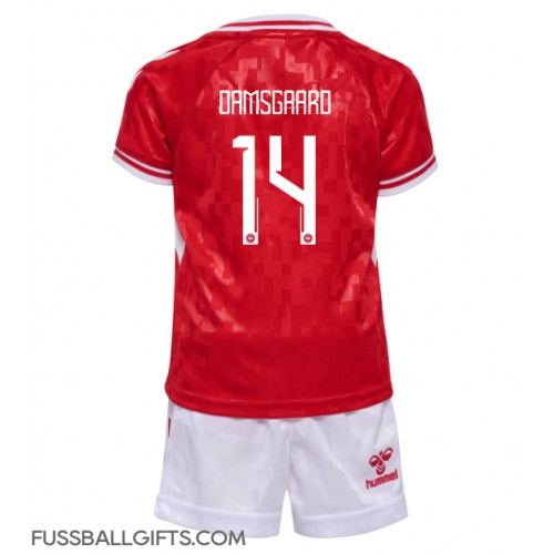 Dänemark Mikkel Damsgaard #14 Fußballbekleidung Heimtrikot Kinder EM 2024 Kurzarm (+ kurze hosen)